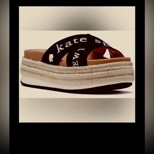 Kate Spade New York Piper Flatform Espadrilles in Tan with black straps Size 6.5